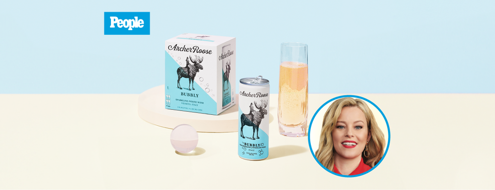 Elizabeth Banks, co-owner and Chief Creative Officer, featured in People Magazine with Archer Roose Bubbly