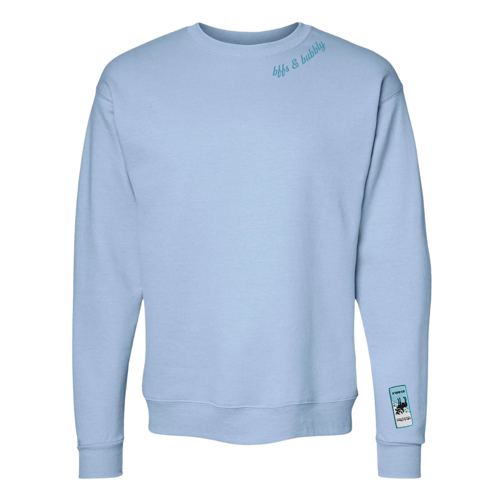 Bffs & Bubbly Embroidered Crewneck - Blue – Archer Roose Wines