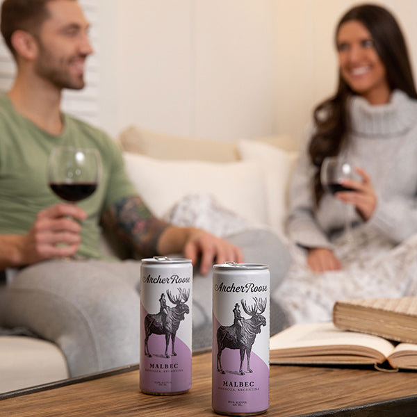 
                  
                    Archer Roose Malbec Wine in a Can on a reflective surface | Archer Roose Wines | Wine in a Can | Canned Wine | Luxury Wine. In Cans | Malbec
                  
                